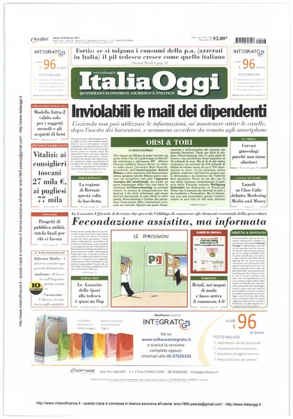 Italia oggi : quotidiano di economia finanza e politica